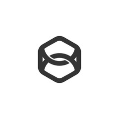 strong linked line hexagonal logo vector