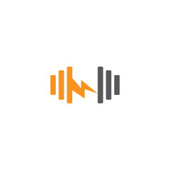 symbol logo vector of energy recharge training dumbbell simple geometric design