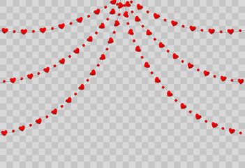 Red heart shape paper isolated on transparent background