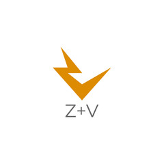 vector of letter zv thunder energy geometric design concept