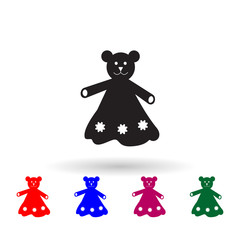 Toy bear in dress multi color icon. Simple glyph, flat vector of toys icons for ui and ux, website or mobile application