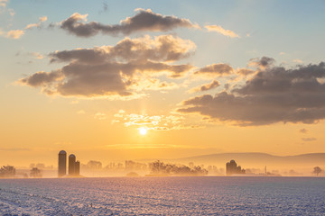 Winter Sunrise Over a Pennslvania Farm