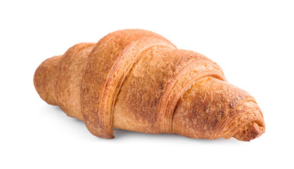 Tasty fresh crispy croissant isolated on white