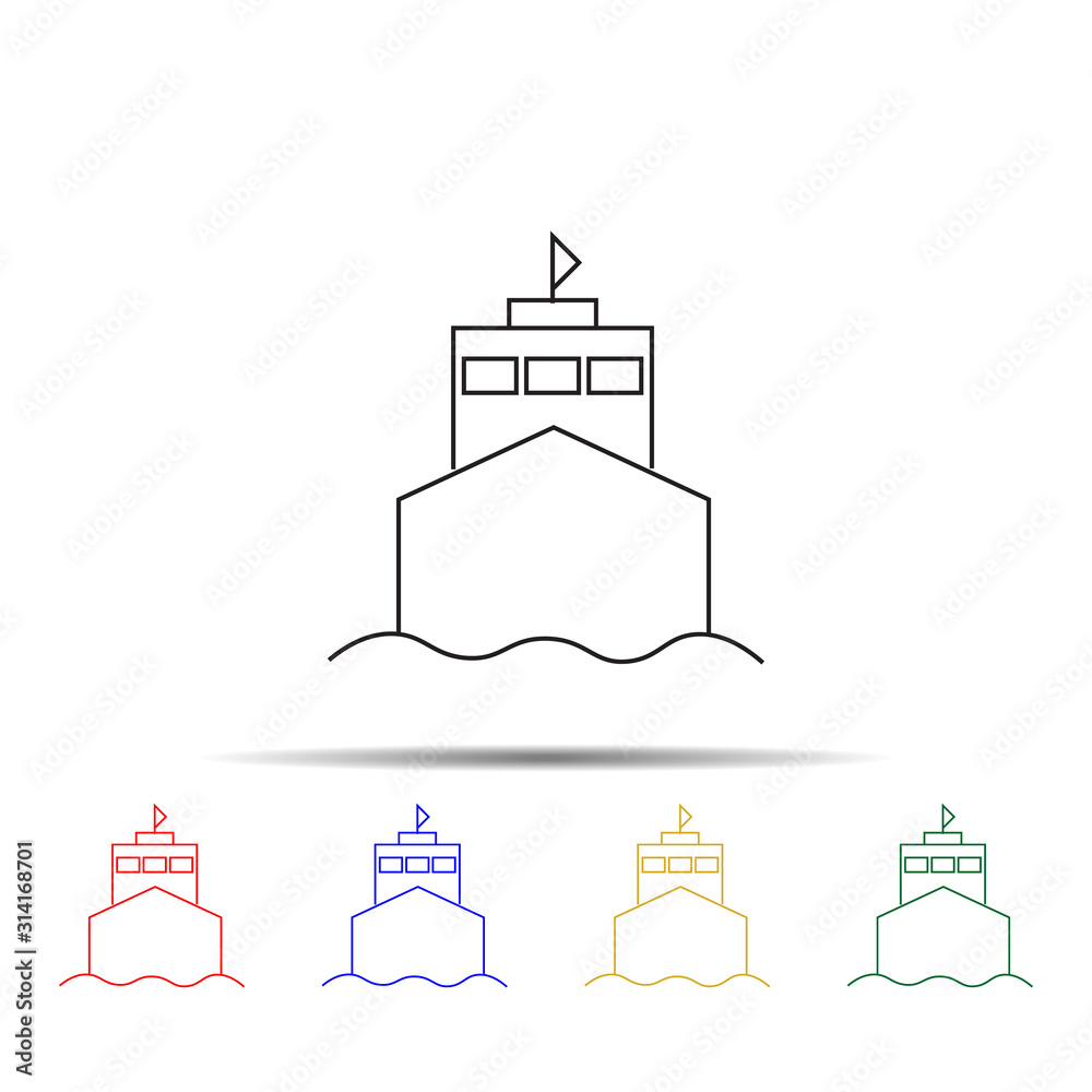 Poster ship multi color style icon. simple thin line, outline vector of transport icons for ui and ux, webs