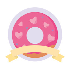 Isolated donut with hearts vector design
