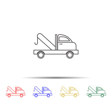 car tow service multi color style icon. Simple thin line, outline vector of transport icons for ui and ux, website or mobile application