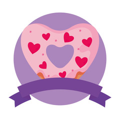 Isolated donut with hearts vector design