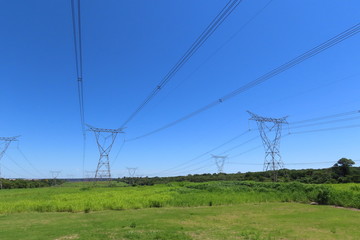 electric power line in field