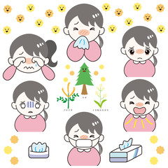 女性　人物　花粉症　症状　イメージ