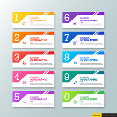  ฺBusiness Infographics template 10 options with rectangle banner.