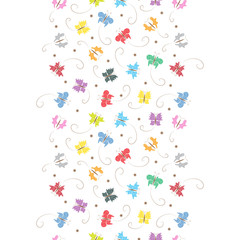 Vertical Seamless border with colorful butterflies