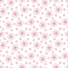 Seamless floral pattern with pink cherry flowers