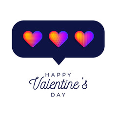 Card or Flyer Valentine rainbow heart Like counter, comment follower and notification symbol vector illustration isolated on white and dark background.