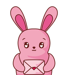 Rabbit cartoon with love card vector design