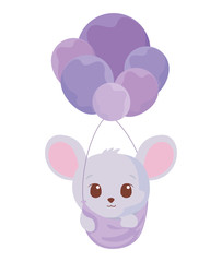 Cute mouse cartoon with balloons vector design