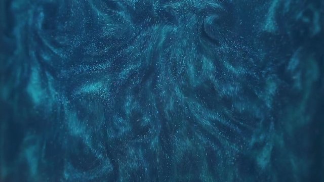 Rheoscopic fluid. Beautiful movement of particles in a liquid. Fantastic patterns and shapes. 50 fps