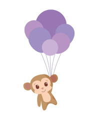 Cute monkey cartoon with balloons vector design