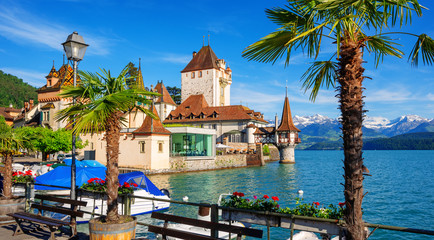 Oberhofen castle on Lake Thun, Switzerland