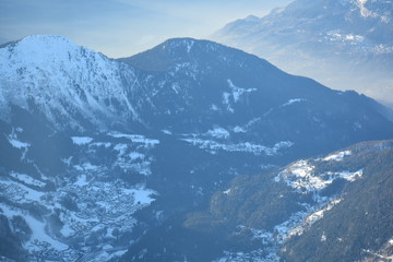 winter mountains and valley landscape