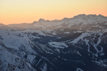 sunrise over winter mountains
