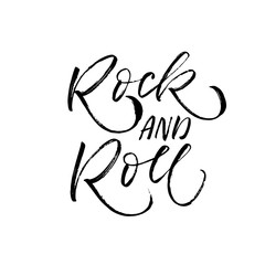 Rock and roll postcard. Modern vector brush calligraphy. Ink illustration with hand-drawn lettering. 