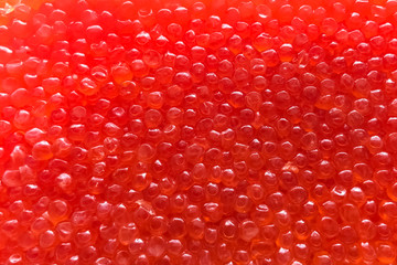 Background texture of red salmon caviar.