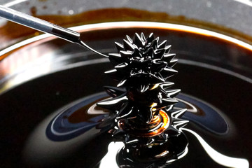 Beautiful forms of ferromagnetic fluid. Iron dissolved in a liqu