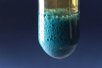 Chemical experiments with chemicals, flasks
