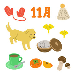 11月素材　犬と猫