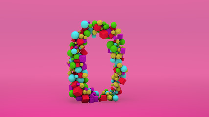 Number Zero formed with geometric shapes