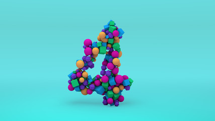 Number Four formed with geometric shapes