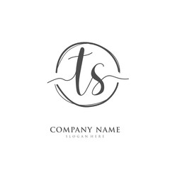 Handwritten initial letter T S TS for identity and logo. Vector logo template with handwriting and signature style.