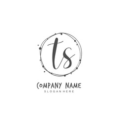 Obraz premium Handwritten initial letter T S TS for identity and logo. Vector logo template with handwriting and signature style.