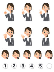 パソコンを操作する建設業の女性　青い服