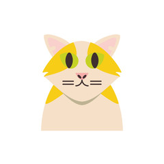 Cute white and yellow cat cartoon vector design