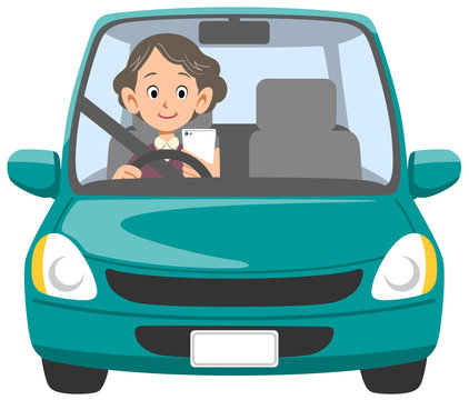 脇見運転するシニアの女性 - Powered by Adobe