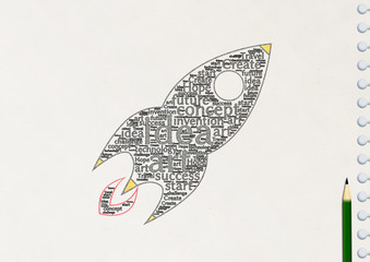 Fototapeta premium メッセージを詰め込んだ抽象的なロケット