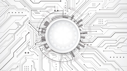 Abstract 3d design background with technology dot and line circuit board texture. Modern engineering, futuristic, science communication concept. Vector illustration
