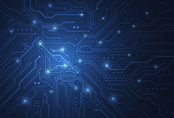 Abstract digital background with technology circuit board texture. Electronic motherboard illustration. Communication and engineering concept. Vector illustration