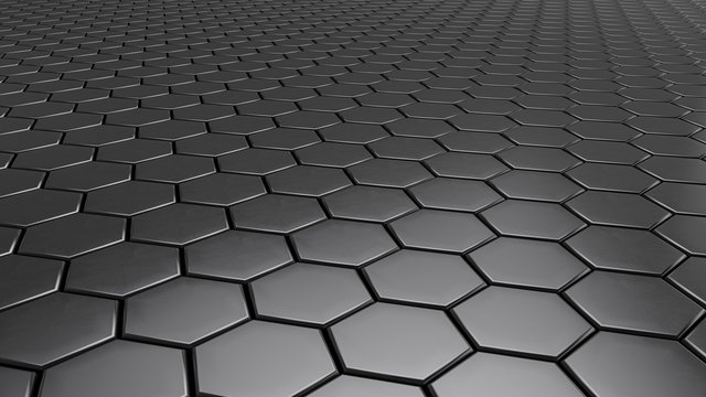 Abstract 3d objects pattern background cubes and hexagons, 3d Rendering © markOfshell