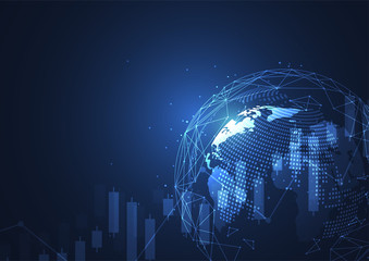 Global network connection. World map point and line composition concept of global business. Vector Illustration
