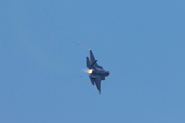 F-35 Lightning II  in a turn with afterburner on