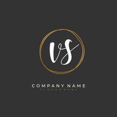 Handwritten initial letter V S VS for identity and logo. Vector logo template with handwriting and signature style.