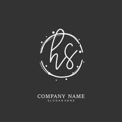 Handwritten initial letter H S HS for identity and logo. Vector logo template with handwriting and signature style.