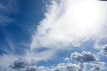 Naklejka na ściany i meble Beautiful blue sky with clouds bacground.