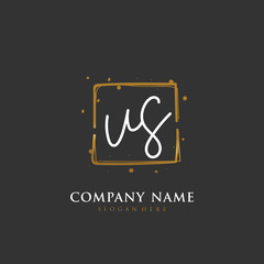 Handwritten initial letter U S US for identity and logo. Vector logo template with handwriting and signature style.