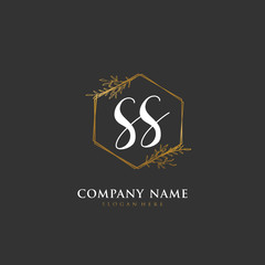 Handwritten initial letter S SS for identity and logo. Vector logo template with handwriting and signature style.