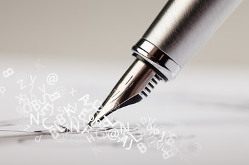 Signing a signature with a fountain pen