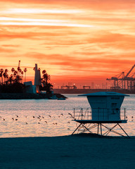 Long Beach Sunset - obrazy, fototapety, plakaty