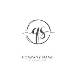 Handwritten initial letter Q S QS for identity and logo. Vector logo template with handwriting and signature style.